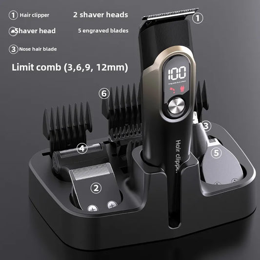 LCD Display Hair Trimmers Set Hair Clippers for Men Professional 5 in 1 Body Grooming Hair Clipper Rechargeable Haircut Machine