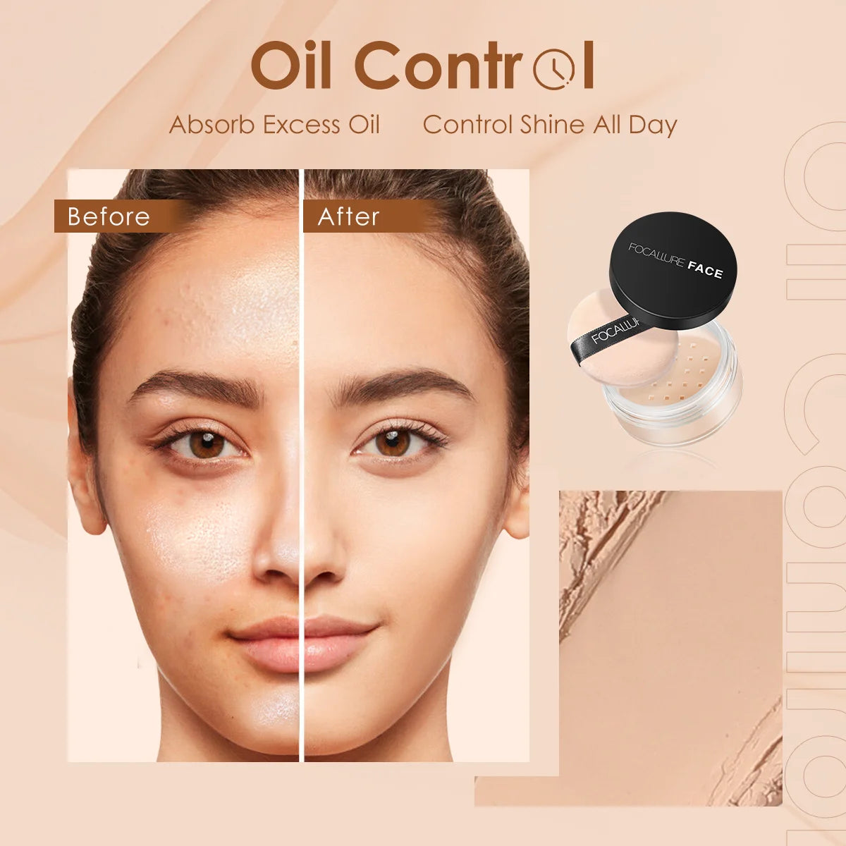 Focallure Invisible Finish Loose Setting Powder Translucent Natural Soft Face Makeup Powder Oil Control Face Loose Powder