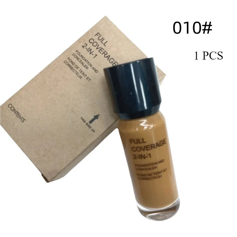 2-in-1 Foundation and Concealer Deep Flesh Color Liquid Foundation Glass Moisturizing and Nourishing Face Primer Base Makeup