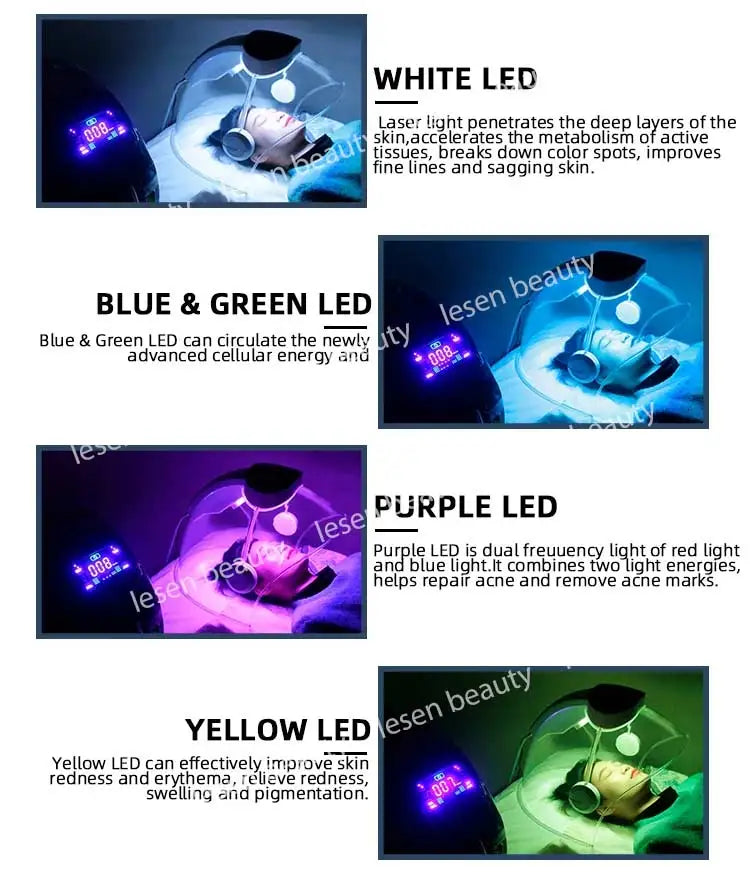 7 Color PDT LED Facial Mask Light Photodynamic Cold Nano Water Sprayer Skin Care Rejuvenation Photon Therapy Lamp Red Blue Light