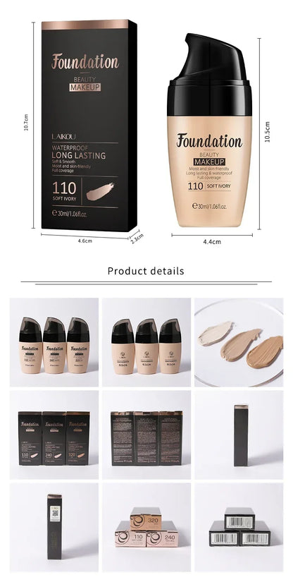 3 Color Natural Concealer Foundation Liquid Full Face Long-lasting Cover Dark Circle Brighten Matte BB Cream Waterproof Makeup