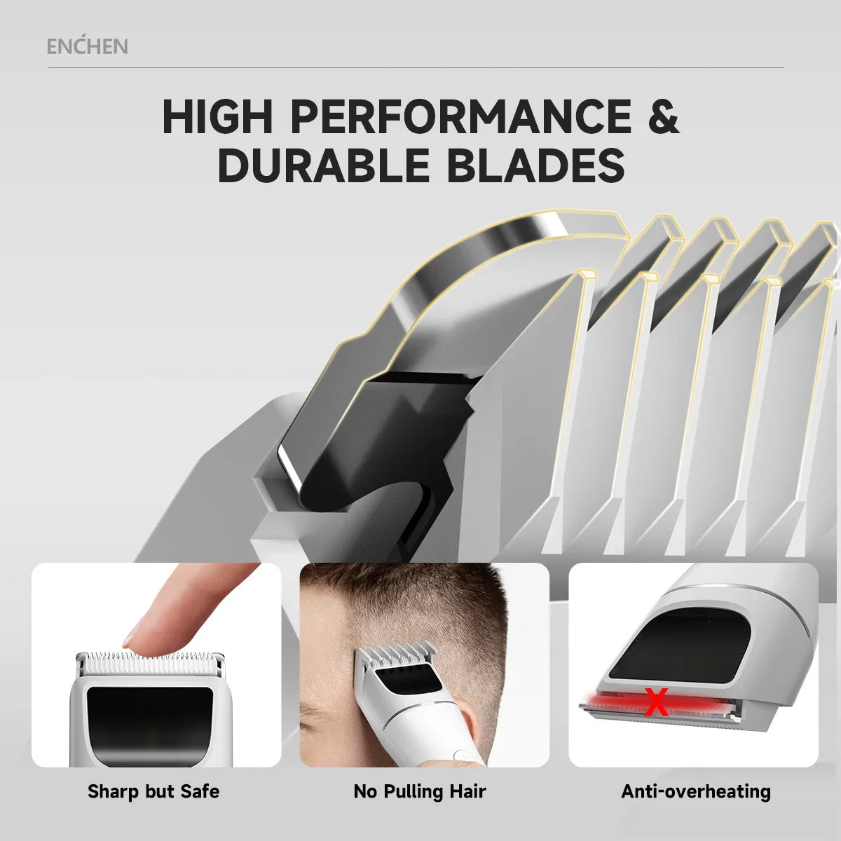 ENCHEN Hair Clipper Hair Trimmer Hair Cutting Machine Beard Shaver Cordless Adjustable Body Trimmer for Men Travel Lock Boost 2