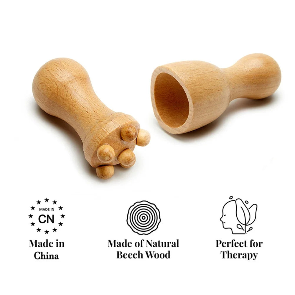 Roller Massager Wooden Therapy Body Massage Tool Foot Face Shoulder Neck Hand Push Roller Massager Body Soothing Massage Tool