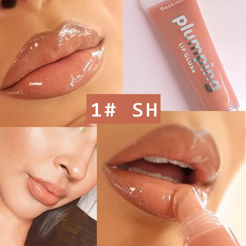 Moisturizing Gloss Plumping Lip Gloss Lip Plumper Makeup Glitter Nutritious Liquid Lipstick Cherry Mineral Oil Clear Lip Gloss