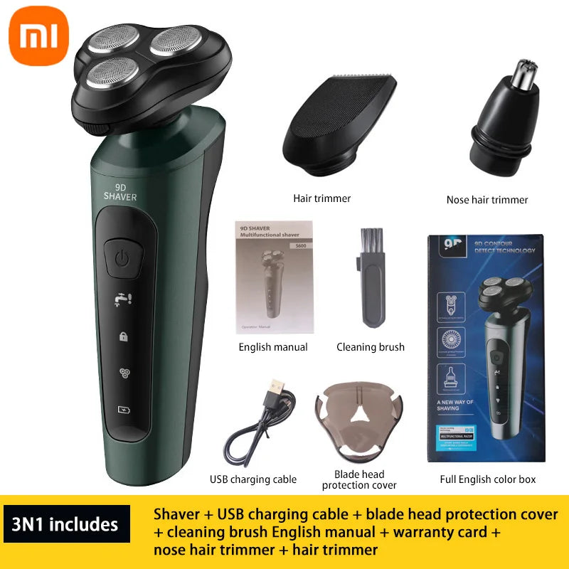 Xiaomi 4in1 Men Electric Shavers Rechargeable Battery Rotary Shavers Shaving Waterproof Wet Dry Use Electric Trimmer Razor