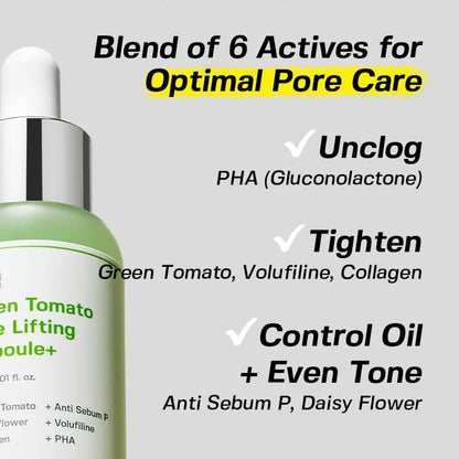 Green Tomato Pore Lifting Ampoule Hydrating for Sensitive Skin Pore Minimizing Tightening Saggy Pores Korean Skincare Essense