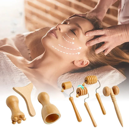 Roller Massager Wooden Therapy Body Massage Tool Foot Face Shoulder Neck Hand Push Roller Massager Body Soothing Massage Tool