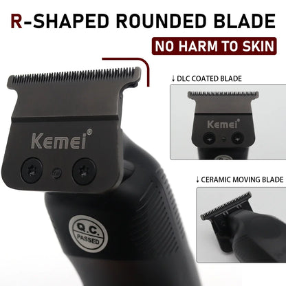 Kemei 2284 Zero Gapped Cordless Hair Trimmer Barber Professional Mens Hair Clippers Finish Haircut Machine Rechargeable Grooming