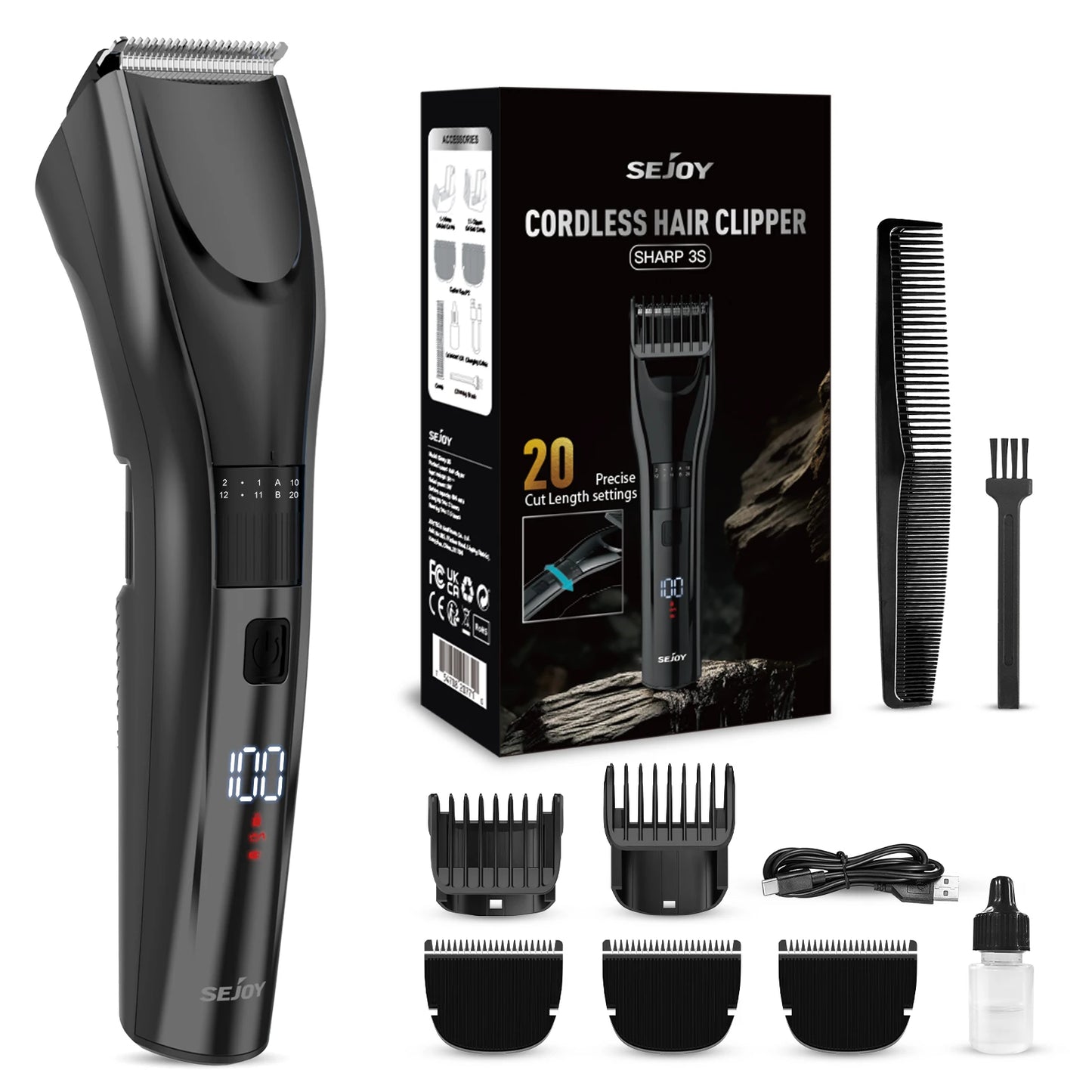 Sejoy Hair Trimmer Electric for Men Women rechargeable LED Display Hair Clipper  Beard Shaving Body Trimmer Professional Barber