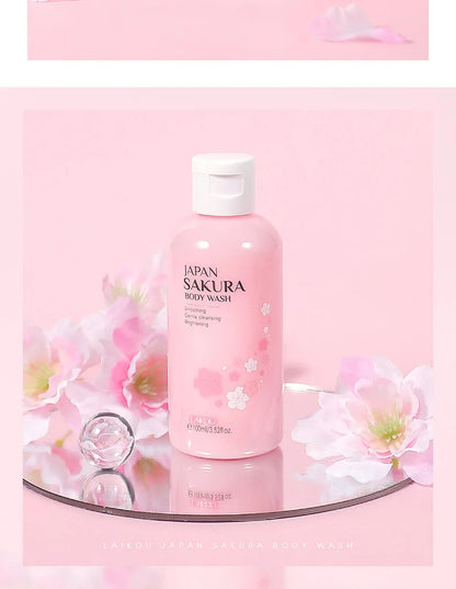 LAIKOU 100ml Japan Sakura Shower Gel Moisturizing Whitening Cleaning Elegant Fragrance Oil Control Bodycare Shower Gel Skin Care