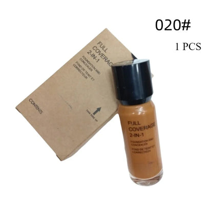 2-in-1 Foundation and Concealer Deep Flesh Color Liquid Foundation Glass Moisturizing and Nourishing Face Primer Base Makeup