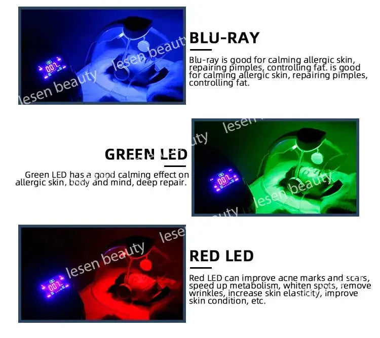 7 Color PDT LED Facial Mask Light Photodynamic Cold Nano Water Sprayer Skin Care Rejuvenation Photon Therapy Lamp Red Blue Light