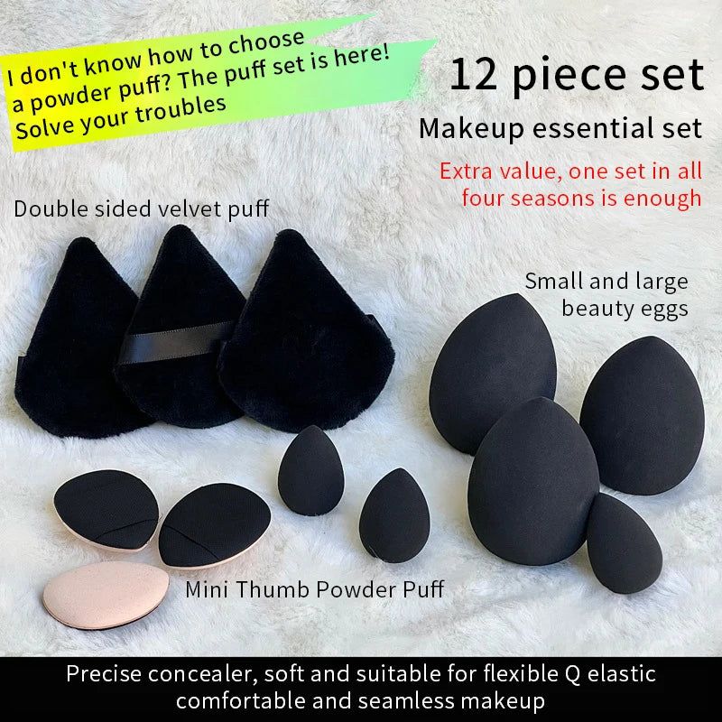 12pcs Makeup Sponge Blender Beauty Egg Soft Cosmetic Puff Foundation Sponges Powder Puff Women Make Up Accessories Beauty Tools