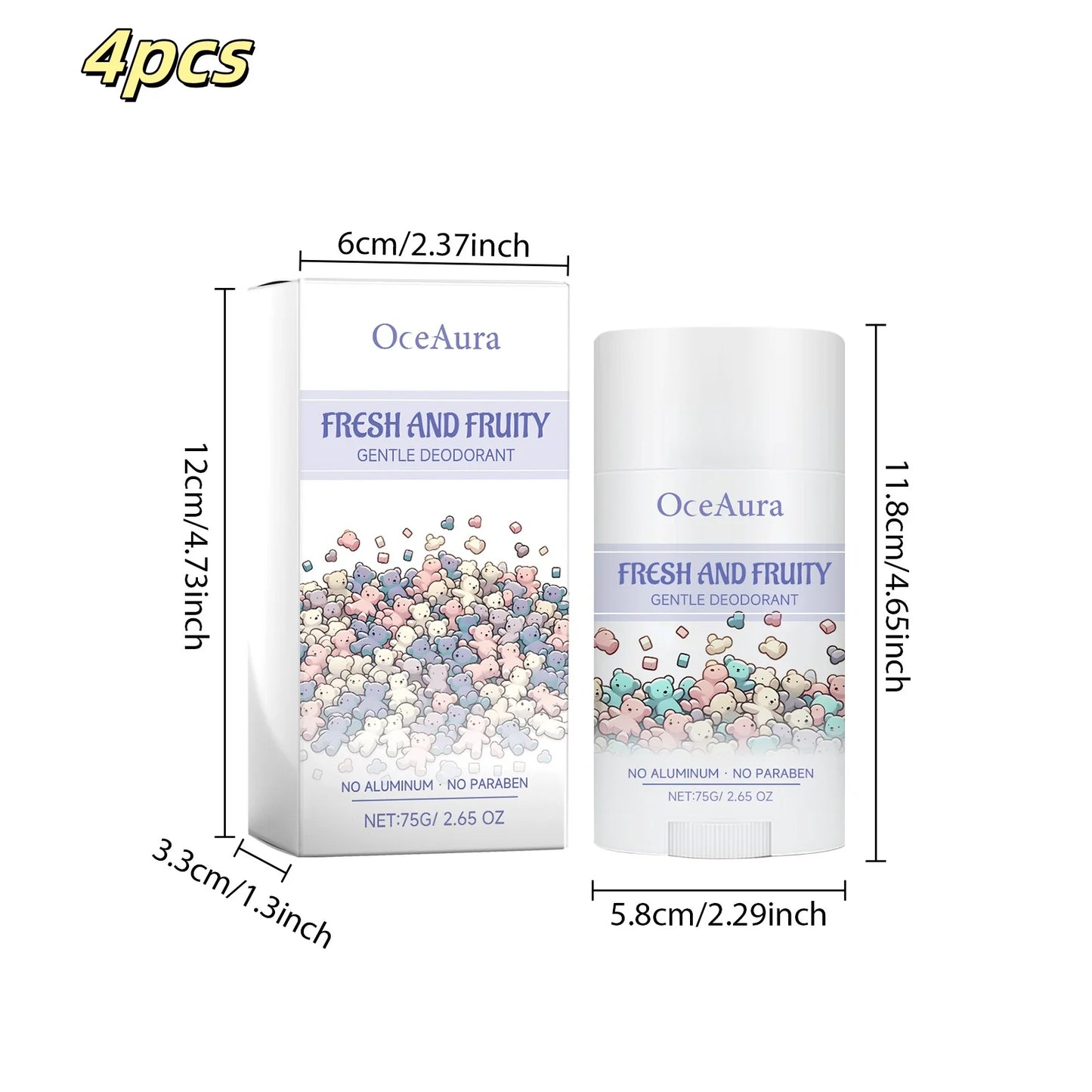 OceAura 75g Gentle Deodorant Summer Armpit Sweating Odor Clean and Refreshing Sweat Stopping Fragrance Retention Body Care Stick