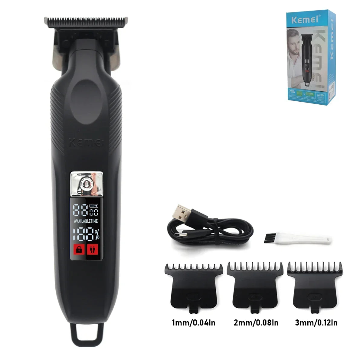 Kemei 2284 Zero Gapped Cordless Hair Trimmer Barber Professional Mens Hair Clippers Finish Haircut Machine Rechargeable Grooming