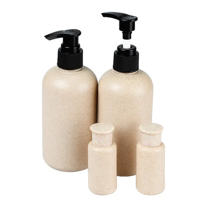 ECO Friendly Empty Recyclable Biodegradable Wheat Straw Fiber Plastic Cosmetic Lotion Shampoo Bottle for Travel Essentials