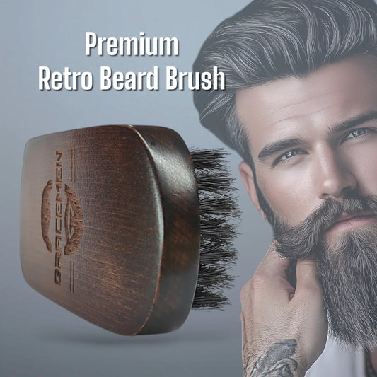 Gracemen Retro Beard Brush Grooming Facial Brush for Men - 100% Boar Bristle and Old-stly Wooden Handle Men's Hair Brushes