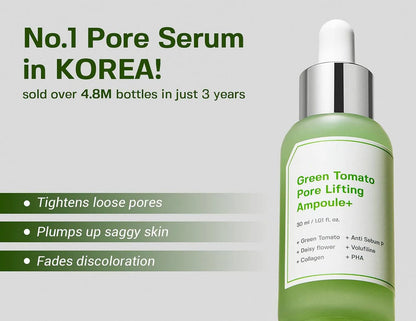 Green Tomato Pore Lifting Ampoule Hydrating for Sensitive Skin Pore Minimizing Tightening Saggy Pores Korean Skincare Essense