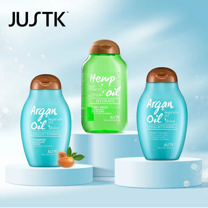 3 Pack Justk Shampoo and Conditioner and Body Wash Set, Argan Oil Shampoo & Conditioner Set, Tea Tree Body Wash, Hair Care Set