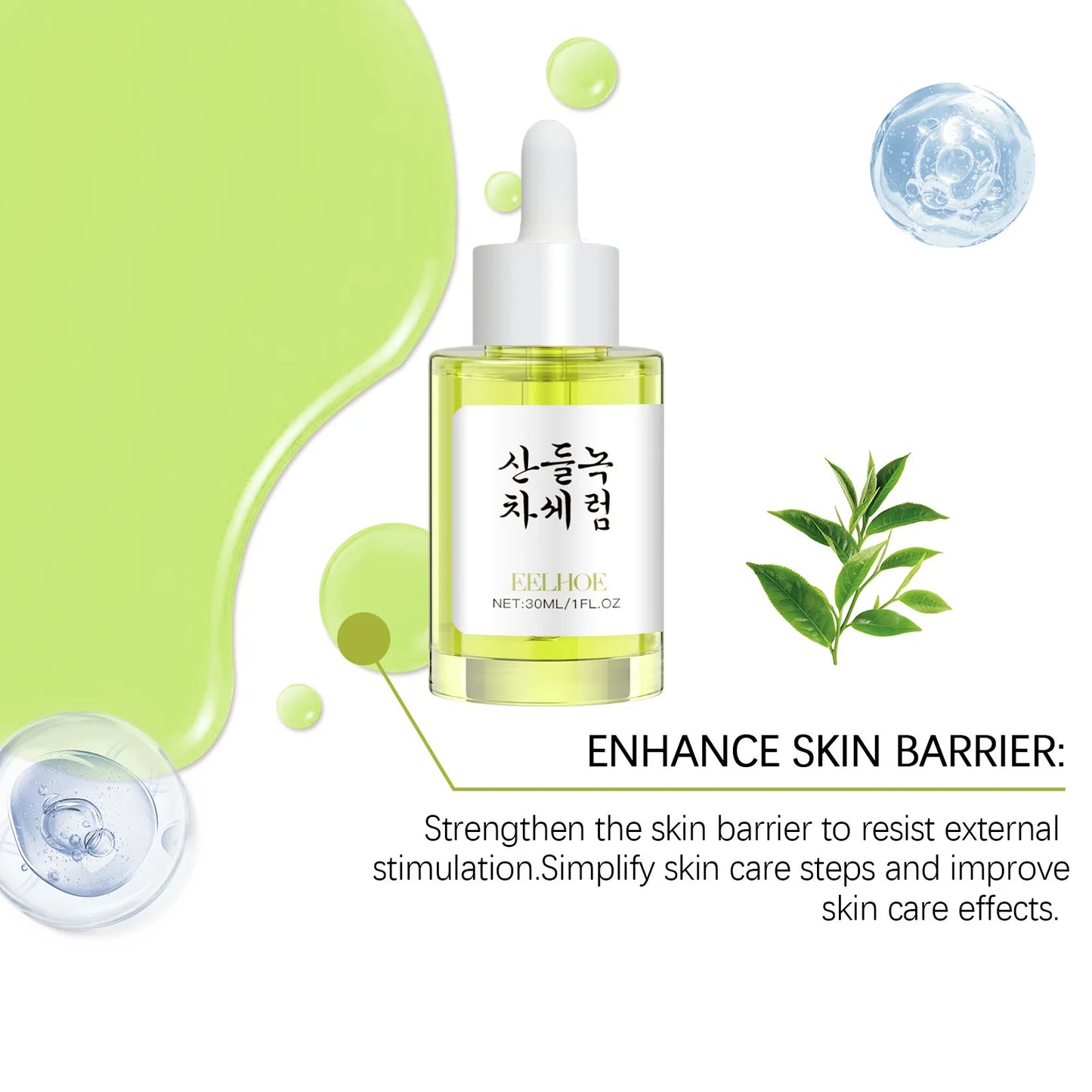 Green Tea Pores Shrinking Serum Natural Brightening Skin Lightening Removes Skin Pores Oil Control Moisturizing Face Serum Korea