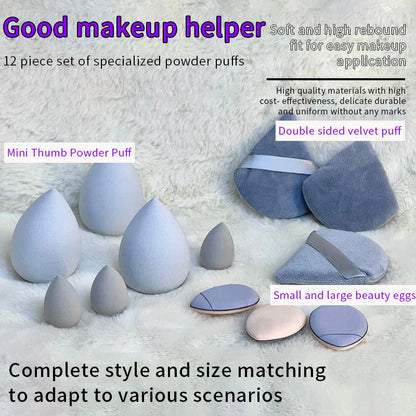 12pcs Makeup Sponge Blender Beauty Egg Soft Cosmetic Puff Foundation Sponges Powder Puff Women Make Up Accessories Beauty Tools