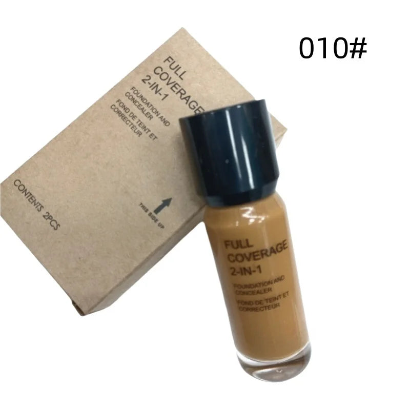 2-in-1 Foundation and Concealer Deep Flesh Color Liquid Foundation Glass Moisturizing and Nourishing Face Primer Base Makeup