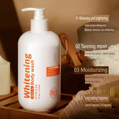 Long Lasting Fragrance Whitening Body Wash 500ml Long-Term Brighten Skin Deep Cleaning Moisturizing Body Care Shower Gel