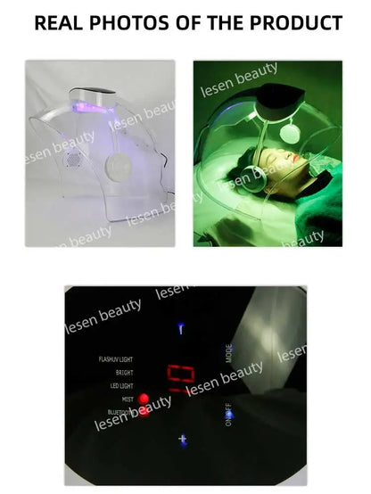 7 Color PDT LED Facial Mask Light Photodynamic Cold Nano Water Sprayer Skin Care Rejuvenation Photon Therapy Lamp Red Blue Light