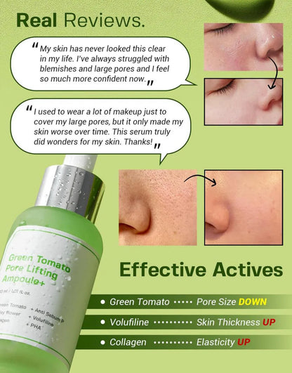 Green Tomato Pore Lifting Ampoule Hydrating for Sensitive Skin Pore Minimizing Tightening Saggy Pores Korean Skincare Essense