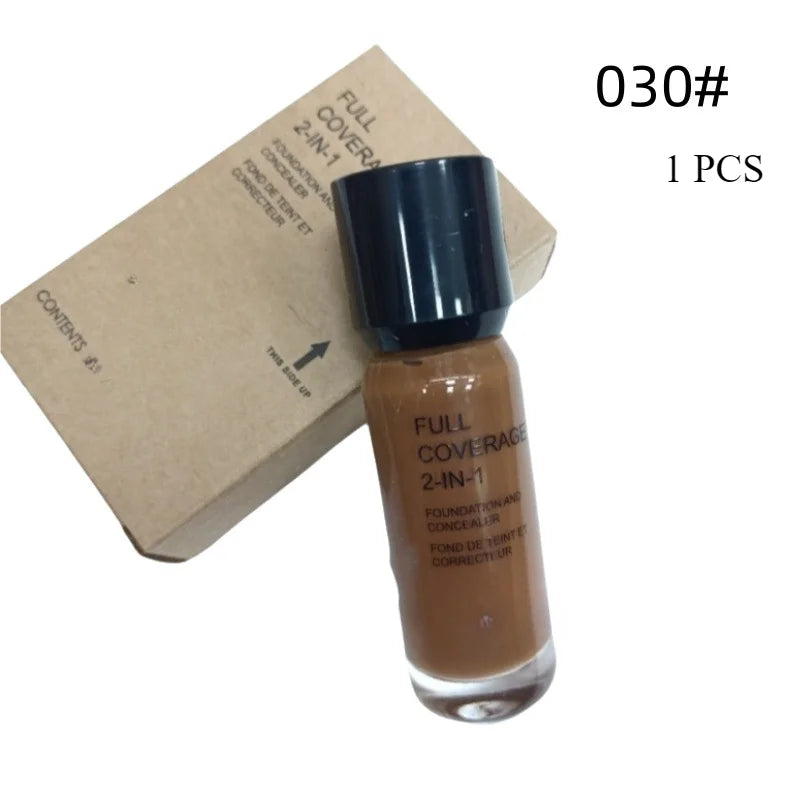 2-in-1 Foundation and Concealer Deep Flesh Color Liquid Foundation Glass Moisturizing and Nourishing Face Primer Base Makeup