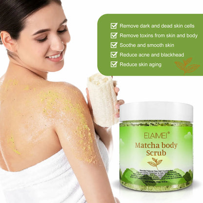 Matcha& Himalayan Salt & Turmeric Body Scrub, Whitening, Anti Oxidation, Reduces Acne, Pimples, Brighten Skin Tone Brightening