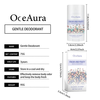 OceAura 75g Gentle Deodorant Summer Armpit Sweating Odor Clean and Refreshing Sweat Stopping Fragrance Retention Body Care Stick