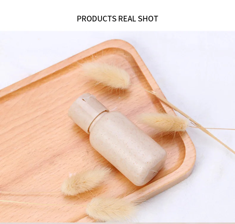 ECO Friendly Empty Recyclable Biodegradable Wheat Straw Fiber Plastic Cosmetic Lotion Shampoo Bottle for Travel Essentials