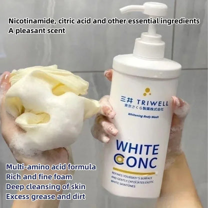 Whitening Body Wash Shower Gel Deep Cleansing Removing Dirt Dead Skin Oil Control Even Skin Tone To Lighten Pigmentation 550ml