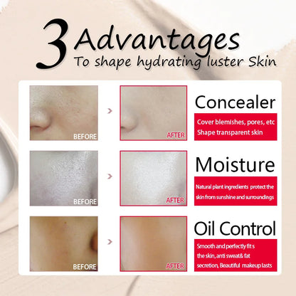 Professional Face Liquid Foundation Cream Full Coverage Concealer Moisturizing Oil Control Foundation Base Brighten Face Makeup