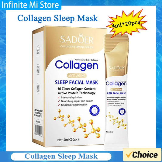 Sleep Facial Mask 20 Bags Of Collagen Facial Mask Improve Skin Hydration Status Clear Skin And Control Oil Mask