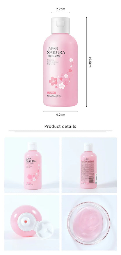 LAIKOU 100ml Japan Sakura Shower Gel Moisturizing Whitening Cleaning Elegant Fragrance Oil Control Bodycare Shower Gel Skin Care