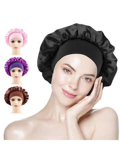 Women Bonnet Satin Sleeping Hat Hair Night Sleep Cap Head Cover Bonnets Shower Caps For Bath And Sauna Bathing Bonnet De Nuit