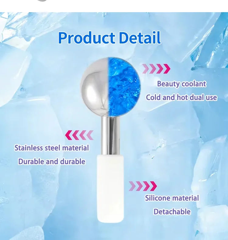 1pc Facial Ice Globes Beauty Energy Crystal Ball Stainless Steel Facial Roller Skin Care Beauty Spa Cooling Globe Massage Balls