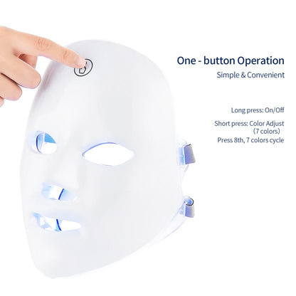 Rechargeable Facial LED Mask 7 Colors LED Photon Therapy Skin Rejuvenation Anti Acne Wrinkle Removal Beauty Mask Skin Brightenin