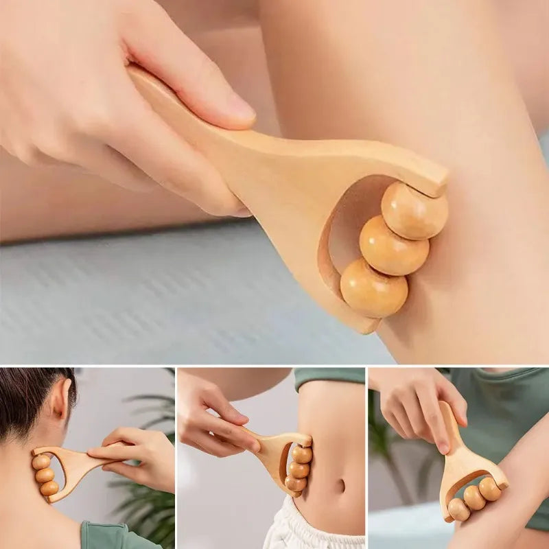 Roller Massager Wooden Therapy Body Massage Tool Foot Face Shoulder Neck Hand Push Roller Massager Body Soothing Massage Tool