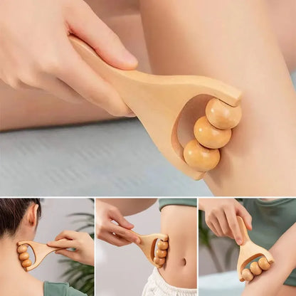 Roller Massager Wooden Therapy Body Massage Tool Foot Face Shoulder Neck Hand Push Roller Massager Body Soothing Massage Tool